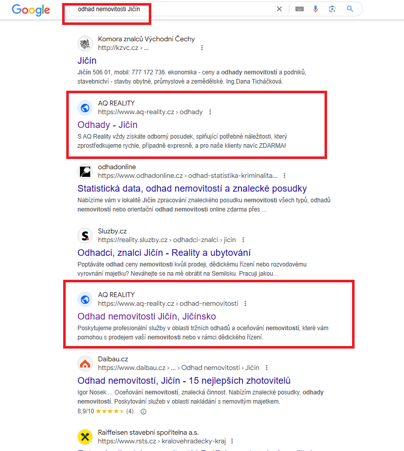 Odhad nemovitosti Jicin - Google